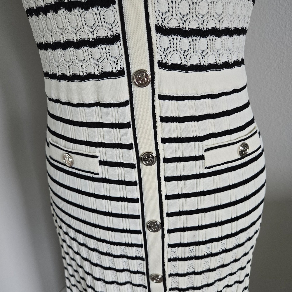 Sandro Womens Dress and Crop Sweater Set Sz 3 (US 8) NWT Black White Fancy Knit - Picture 5 of 16